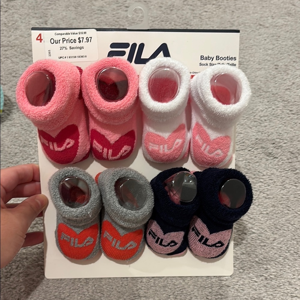 FILA Baby Socks Set - Pink, White, Gray, Navy